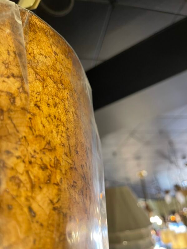 Close-up of cork texture on vintage pendant lamp