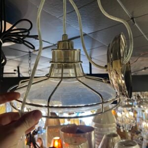 Chrome Caged Glass Industrial Pendant Light