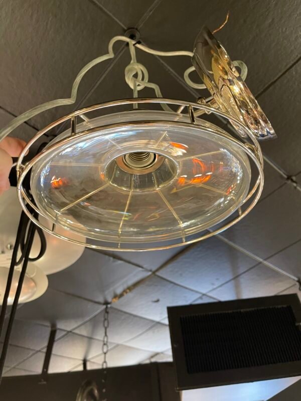 Chrome and glass caged pendant light