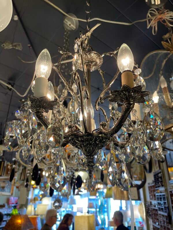 Five-light scroll-arm chandelier
