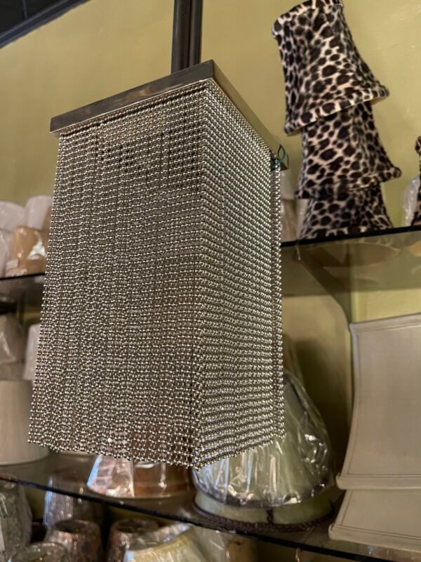 Metallic chain curtain pendant light