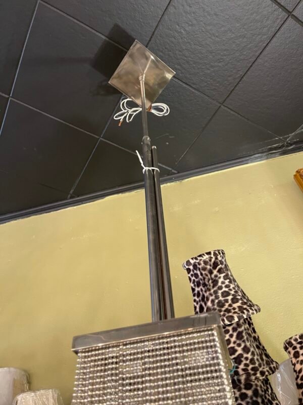 Square silver pendant with hanging chains