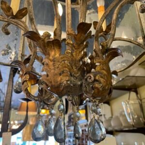 Antique Floral Lantern Chandelier with Glass Case