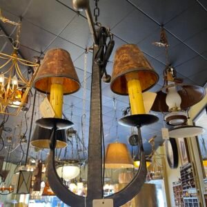 Rustic Wrought Anchor Chandelier with Mica Shades