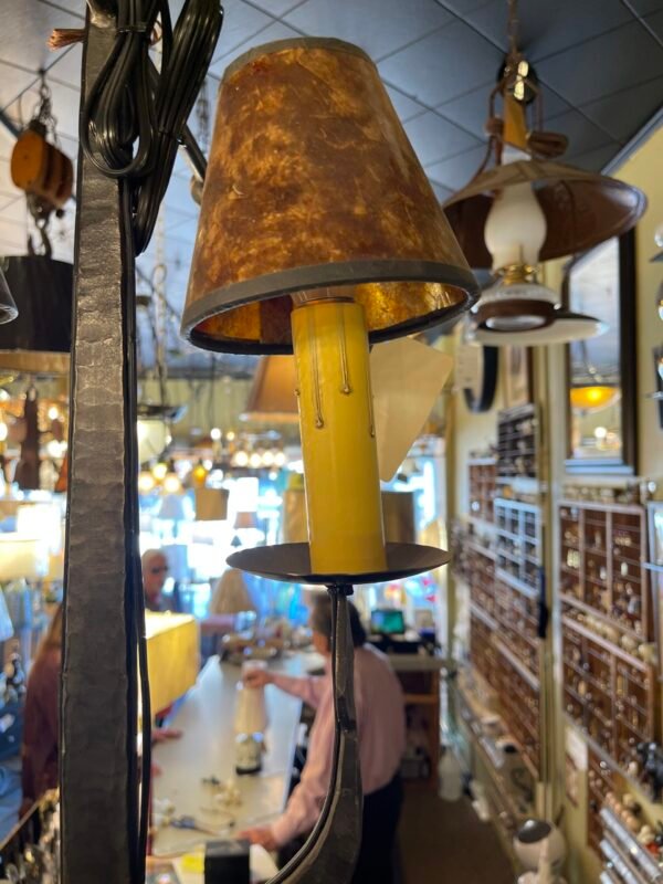Two-light hammered iron hanging fixture