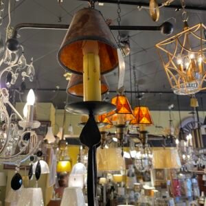 Rustic Wrought Anchor Chandelier with Mica Shades