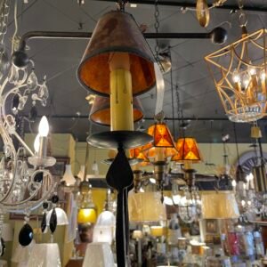 Rustic Wrought Anchor Chandelier with Mica Shades