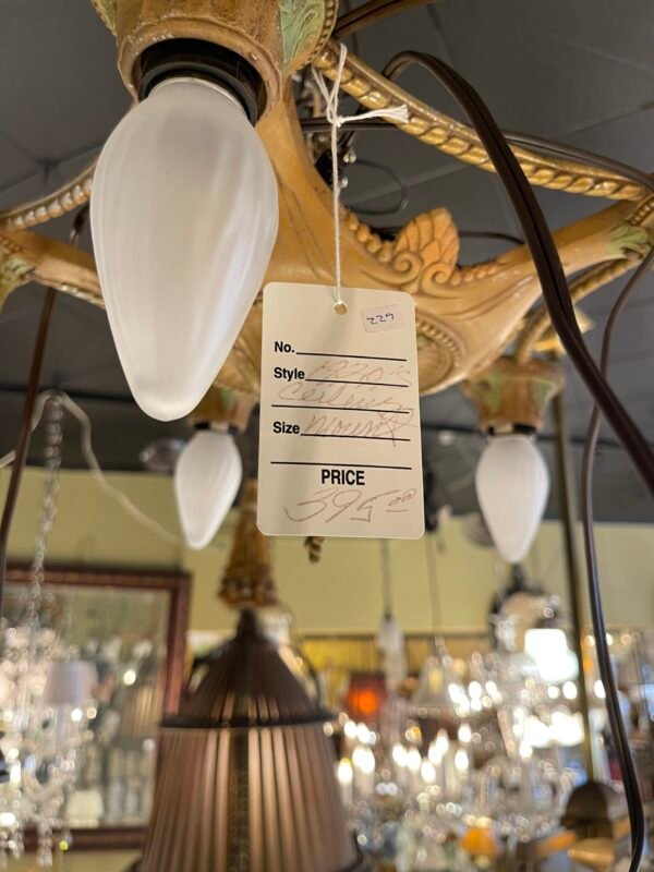 Close-up of vintage floral ceiling mount light