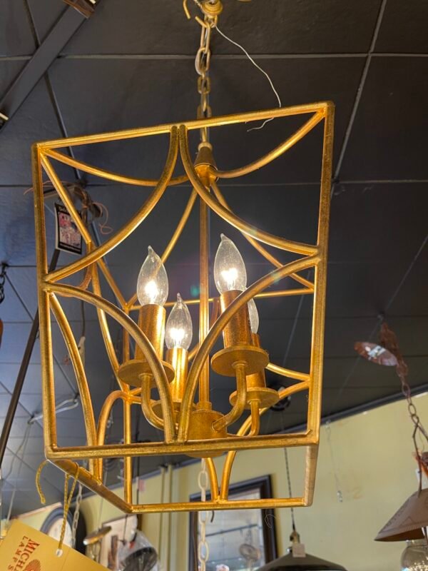 Gold geometric lantern chandelier