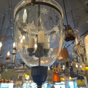 Etched Glass Bell Jar Lantern Chandelier
