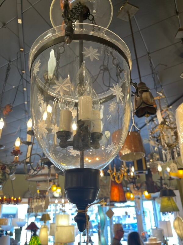 Hanging lantern with starburst glass