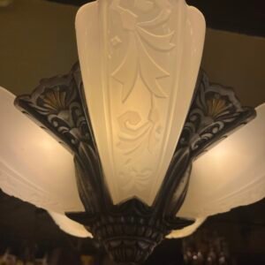 Art Deco slip shade chandelier 1920-1930