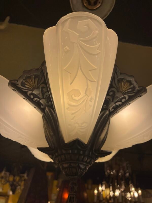 Five-light flush mount with etched glass