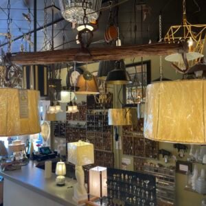 Rustic Ox-Yolk Beam with Sheep Skin Shades