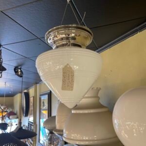 Vintage Milk Glass Schoolhouse Flush Mount Light