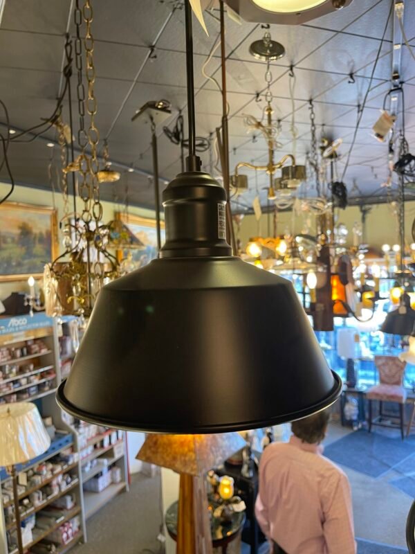 Matte black dome pendant light
