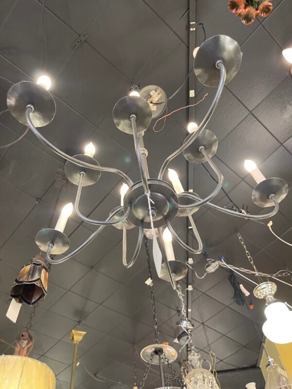 Matte black wrought iron chandelier