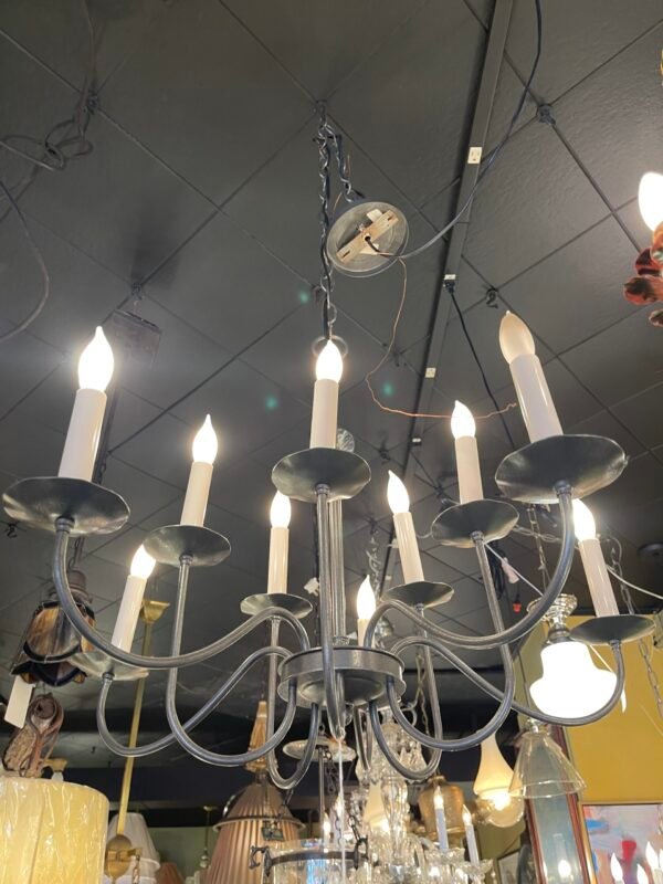 Colonial-style chandelier with candle bulbs