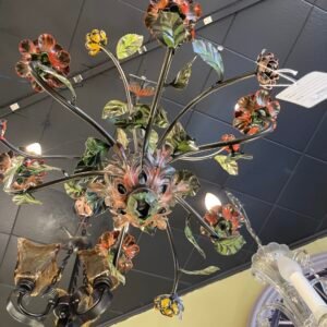 Vintage Floral Chandelier – Hand-Painted Italian Style with Roses