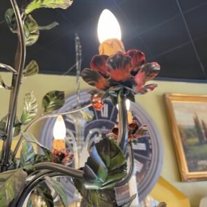 Vintage Floral Chandelier – Hand-Painted Italian Style with Roses
