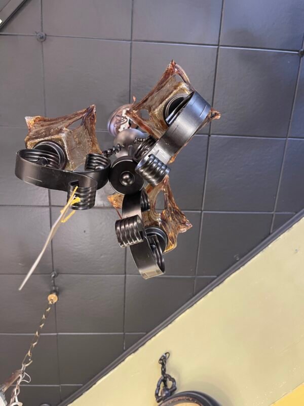 Rustic chandelier with molten-look shades