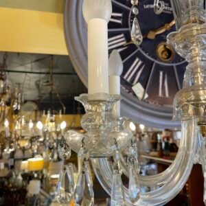 Vintage Murano Style Glass Chandelier – 4-Light with Crystal Prisms