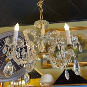 Vintage Crystal Chandelier – 5-Light Rococo Style with Cut Glass Drops