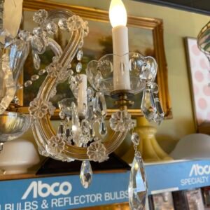 Vintage Crystal Chandelier – 5-Light Rococo Style with Cut Glass Drops