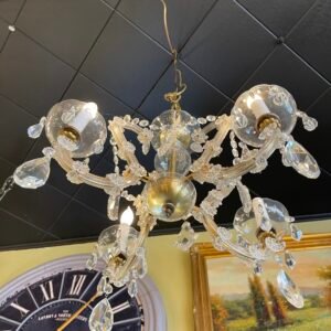 Vintage Crystal Chandelier – 5-Light Rococo Style with Cut Glass Drops
