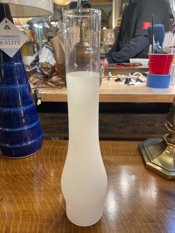 Frosted and Clear Glass Hurricane Chimney Shade