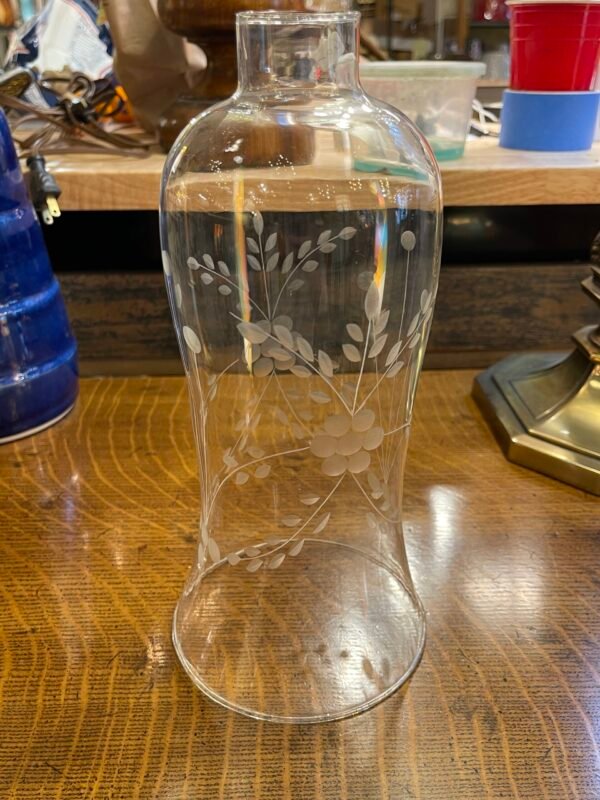 Etched Clear Glass Floral Hurricane Chimney