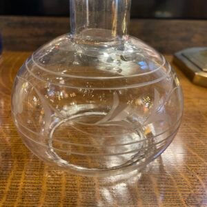Clear Round Glass Lamp Shade with Etched Floral and Stripe Design