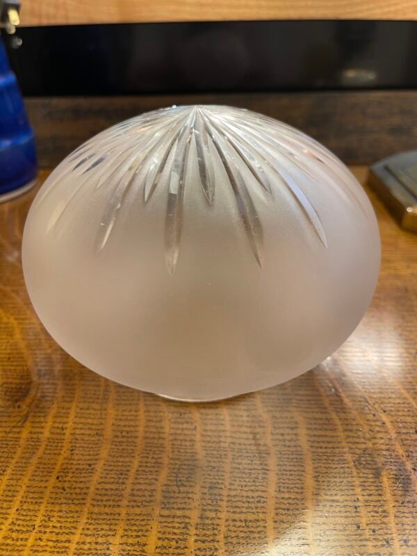 Frosted Dome Glass Lamp Shade with Cut Leaf Pattern