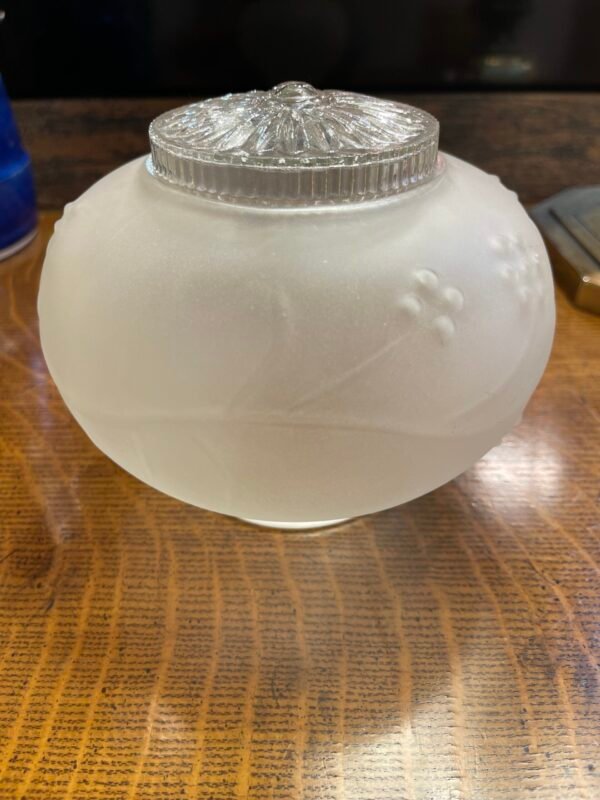 Frosted Glass Floral Globe with Clear Pressed Glass Top