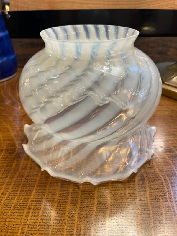 Swirled Opalescent Glass Shade with Ruffled Edge