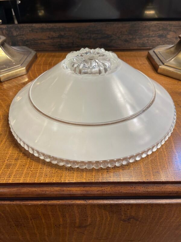 Frosted Glass Shade with Floral Embossed Center & Beaded Rim