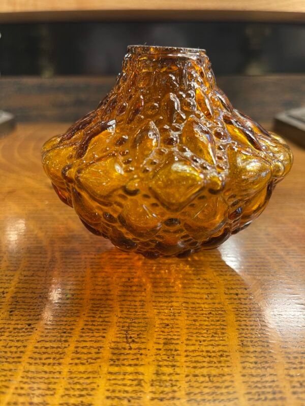 Amber Diamond-Pattern Art Glass Shade