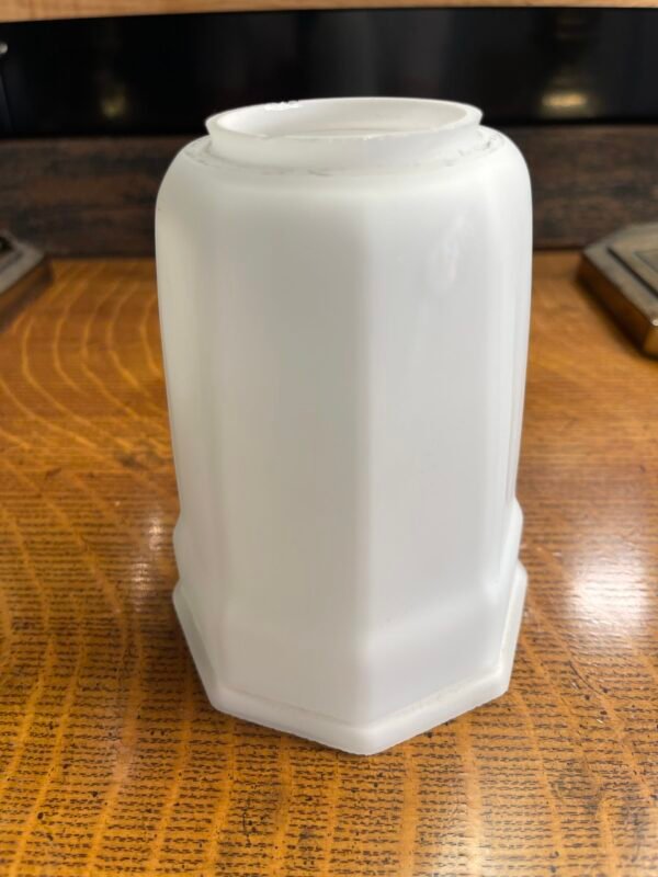 Hexagonal Milk Glass Shade – Art Deco Revival