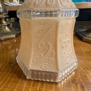 Embossed Peach Glass Shade with Clear Ribbed Trim