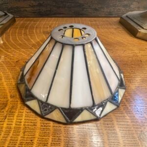 Mission Style Stained Glass Shade – Cream & Amber Geometric